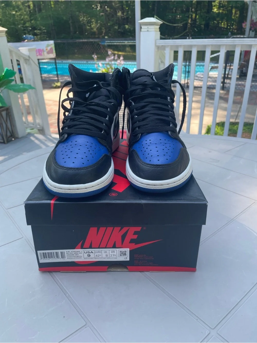 Jordan Men's High Top Sneakers - Black/White/Royal Blue